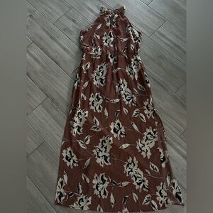 Blush Strapless Brown Floral Dress